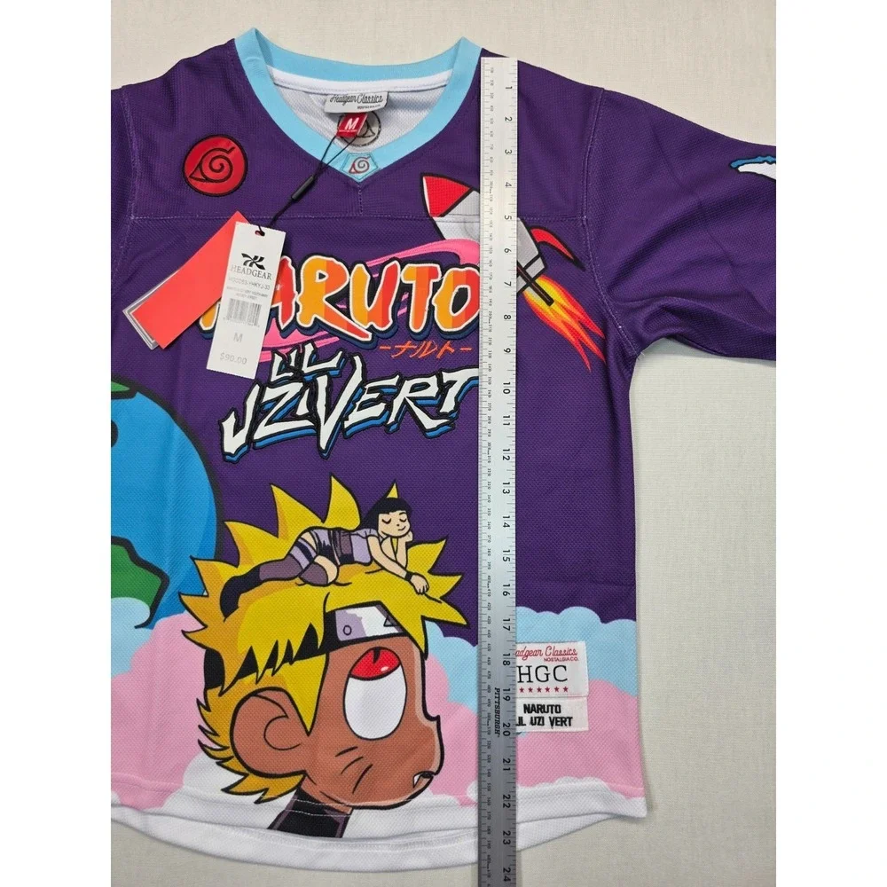 Naruto Lil Uzi Vert Jersey Youth Medium Yellow Yokai Anime Hockey Kids‎ Tee